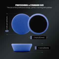 SPTA 5Pack 2Inch Blue Medium Cut Polishing Pad for Car Buffer Polisher Compound Polishing Sponge Pads Compounding, Polishing,Remove 1500#/2000# Sanding Marks For Car Detailing, Tight Areas and Small Spaces