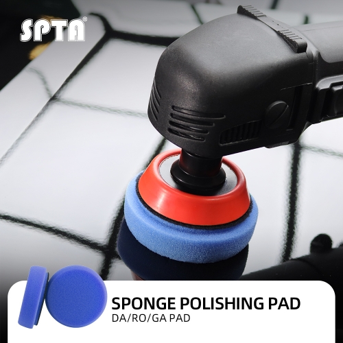 SPTA 2Pack 3Inch Blue Medium Cut Polishing Pad for Car Buffer Polisher Compound Polishing Sponge Pads Compounding, Polishing,Remove 1500#/2000# Sanding Marks For Car Detailing, Tight Areas and Small Spaces