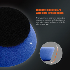 SPTA 5Pack 2Inch Blue Medium Cut Polishing Pad for Car Buffer Polisher Compound Polishing Sponge Pads Compounding, Polishing,Remove 1500#/2000# Sanding Marks For Car Detailing, Tight Areas and Small Spaces