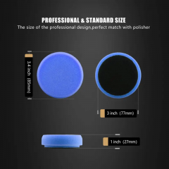 SPTA 2Pack 3Inch Blue Medium Cut Polishing Pad for Car Buffer Polisher Compound Polishing Sponge Pads Compounding, Polishing,Remove 1500#/2000# Sanding Marks For Car Detailing, Tight Areas and Small Spaces