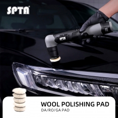 SPTA 5Pack 2Inch Wool Polishing Pad, T160 White Heavy Cut Wool Pad to Remove 1200#/1500# Sanding Disc Marks, Deep Scratches, Orange Peel and Heavy Oxidation for Automotive, Car, RV, Motorbike & Boat