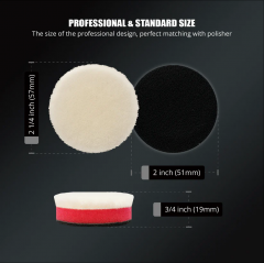 SPTA 5Pack 2Inch Japanese Wool Polishing Pad, T120 Heavy Cut Wool Pad to Remove 1200#/1500# Sanding Disc Marks, Deep Scratches, Orange Peel and Heavy Oxidation for Automotive, Car, RV, Motorbike & Boat