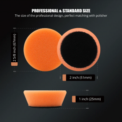 SPTA 5Pack 2Inch Orange Heavy Cut Polishing Pad for Car Buffer Polisher Compound Polishing Sponge Pads, Compounding, Polishing,Remove 1200#/1500# Sanding Marks For Car Detailing, Tight Areas and Small Spaces