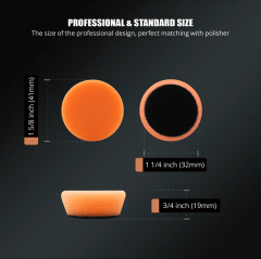 SPTA 10Pack 1Inch Orange Heavy Cut Polishing Pad for Car Buffer Polisher Compound Polishing Sponge Pads, Compounding, Polishing,Remove 1200#/1500# Sanding Marks For Car Detailing, Tight Areas and Small Spaces