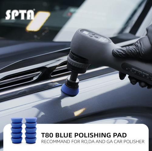 SPTA 10Pack 1Inch Blue Medium Cut Polishing Pad for Car Buffer Polisher Compound Polishing Sponge Pads Compounding, Polishing,Remove 1500#/2000# Sanding Marks For Car Detailing, Tight Areas and Small Spaces