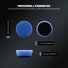 SPTA 10Pack 1Inch Blue Medium Cut Polishing Pad for Car Buffer Polisher Compound Polishing Sponge Pads Compounding, Polishing,Remove 1500#/2000# Sanding Marks For Car Detailing, Tight Areas and Small Spaces
