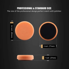 SPTA 2Pack 3Inch Orange Heavy Cut Polishing Pad for Car Buffer Polisher Compound Polishing Sponge Pads, Compounding, Polishing,Remove 1200#/1500# Sanding Marks For Car Detailing, Tight Areas and Small Spaces