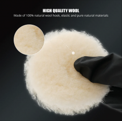 SPTA 10Pack 1Inch Wool Polishing Pad, T160 White Heavy Cut Wool Pad to Remove 1200#/1500# Sanding Disc Marks, Deep Scratches, Orange Peel and Heavy Oxidation for Automotive, Car, RV, Motorbike & Boat