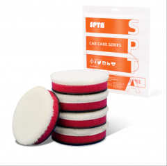 SPTA 5Pack 2Inch Japanese Wool Polishing Pad, T120 Heavy Cut Wool Pad to Remove 1200#/1500# Sanding Disc Marks, Deep Scratches, Orange Peel and Heavy Oxidation for Automotive, Car, RV, Motorbike & Boat