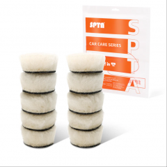 SPTA 10Pack 1Inch Wool Polishing Pad, T160 White Heavy Cut Wool Pad to Remove 1200#/1500# Sanding Disc Marks, Deep Scratches, Orange Peel and Heavy Oxidation for Automotive, Car, RV, Motorbike & Boat