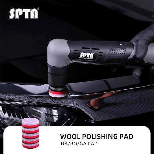 SPTA 5Pack 2Inch Wool Polishing Pad, T140 Purple Heavy Cut Wool Pad to Remove 1200#/1500# Sanding Disc Marks, Deep Scratches, Orange Peel and Heavy Oxidation for Automotive, Car, RV, Motorbike & Boat