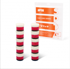 SPTA 10Pack 12.5MM Japanese Wool Polishing Pad, T120 Heavy Cut Wool Pad to Remove 1200#/1500# Sanding Disc Marks, Deep Scratches, Orange Peel and Heavy Oxidation for Automotive, Car, RV, Motorbike & Boat