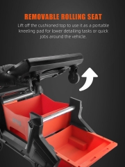 SPTA Modular Detailing Creeper Seat, Mobile Rolling Utility Creeper Seat for Mechanics & Detailers With Storage Trays for Tools