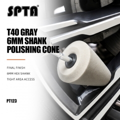 SPTA Gray 6mm Shank Polishing Cone, Car Wheel Hub Drill Buffing Sponge Pads , Polishing Ball,Car Buffers and Polishers Cone Pad for Drill, Attaches to Standard Household Drill