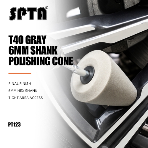 SPTA Gray 6mm Shank Polishing Cone, Car Wheel Hub Drill Buffing Sponge Pads , Polishing Ball,Car Buffers and Polishers Cone Pad for Drill, Attaches to Standard Household Drill