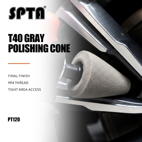 SPTA Grey M14 Polishing Cone, Car Wheel Hub Rotary Poliher Buffing Sponge Pads , Polishing Ball,Car Buffers and Polishers Cone Pad for Drill, Attaches to Rotary Tool