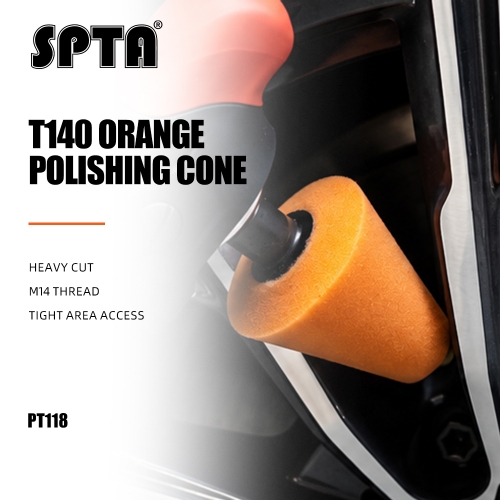 SPTA Orange M14 Polishing Cone, Car Wheel Hub Rotary Poliher Buffing Sponge Pads , Polishing Ball,Car Buffers and Polishers Cone Pad for Drill, Attaches to Rotary Tool