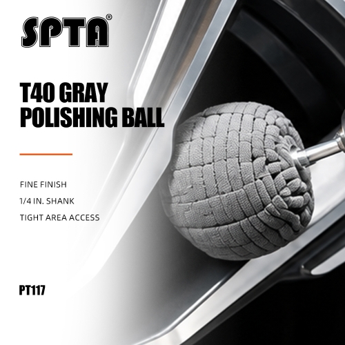 SPTA Grey Detailing Polishing Ball,Ball Buffing Polishing Pads 3 Inch Fine Cut Sponge Car Wheel Polishers Detail Polisher Tool ,Car Hub Polishing Sponge Pad with 1/4" Dia Shank for Automotive Car Metal Plastic Ceramic