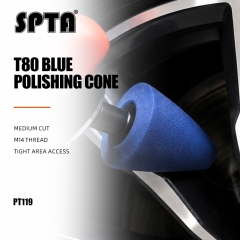 SPTA Blue M14 Polishing Cone, Car Wheel Hub Rotary Poliher Buffing Sponge Pads , Polishing Ball,Car Buffers and Polishers Cone Pad for Drill, Attaches to Rotary Tool