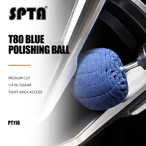 SPTA Blue Detailing Polishing Ball,Ball Buffing Polishing Pads 3 Inch Fine Cut Sponge Car Wheel Polishers Detail Polisher Tool ,Car Hub Polishing Sponge Pad with 1/4" Dia Shank for Automotive Car Metal Plastic Ceramic