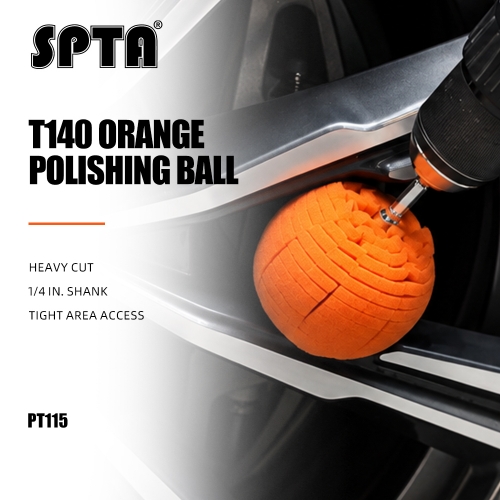 SPTA Orange Detailing Polishing Ball,Ball Buffing Polishing Pads 3 Inch Fine Cut Sponge Car Wheel Polishers Detail Polisher Tool ,Car Hub Polishing Sponge Pad with 1/4" Dia Shank for Automotive Car Metal Plastic Ceramic