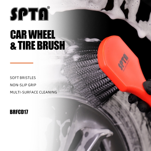 SPTA Wheel Tire Brush Soft Bristle Car Cleaning Brush Car Wash Brush Alloy Wheel Brush Tire Rim Hub Cleaning Brush