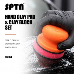 SPTA 3”Car Hand Wax Applicator Polish Clay Disc Pad Kit Sponge Tire Dressing Applicator with Grip Magic Clay Spong Polishing Pad