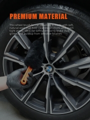 Car Wheel Brush, SPTA Wheel and Rim Cleaning Brush, Soft Natural Bristle Detailing Tool for Tires, Exhausts & Delicate Surfaces, Wheel Cleaner Brush to Safely Clean Brake Dust, Grime and Dirt