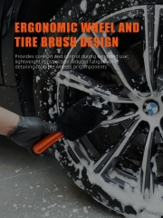 Car Wheel Brush, SPTA Wheel and Rim Cleaning Brush, Soft Natural Bristle Detailing Tool for Tires, Exhausts & Delicate Surfaces, Wheel Cleaner Brush to Safely Clean Brake Dust, Grime and Dirt