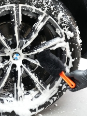 Car Wheel Brush, SPTA Wheel and Rim Cleaning Brush, Soft Natural Bristle Detailing Tool for Tires, Exhausts & Delicate Surfaces, Wheel Cleaner Brush to Safely Clean Brake Dust, Grime and Dirt