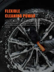 Car Wheel Brush, SPTA Wheel and Rim Cleaning Brush, Soft Natural Bristle Detailing Tool for Tires, Exhausts & Delicate Surfaces, Wheel Cleaner Brush to Safely Clean Brake Dust, Grime and Dirt