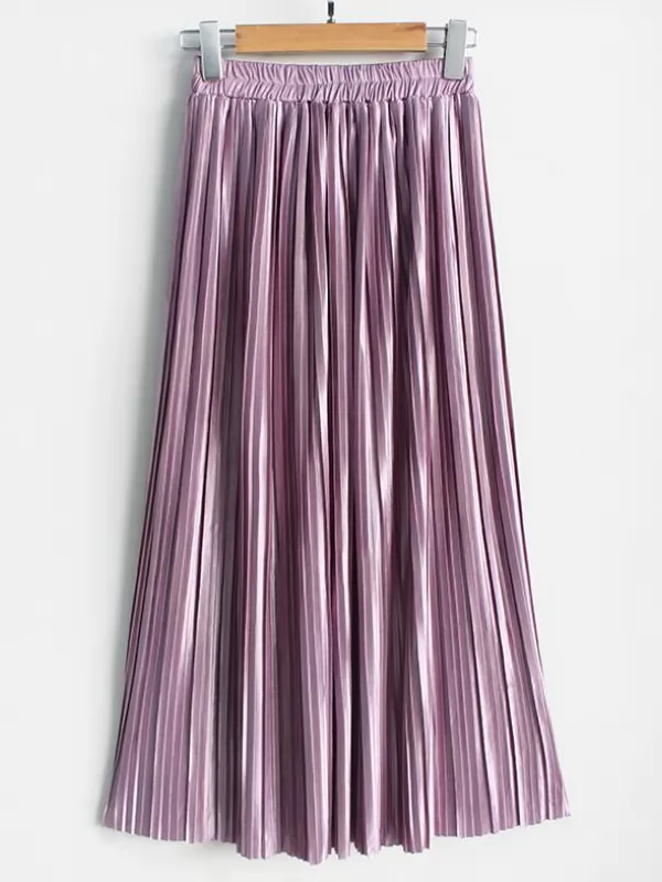 Summer Autumn Womens Vintage Simple Pleated Skirt More Colors Available