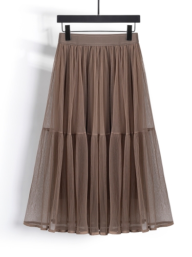 Women Elegant Summer Shiny Patchwork Mesh Midi Tulle Skirt