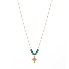 Stainless steel north star pendant necklace in yellow gold plating