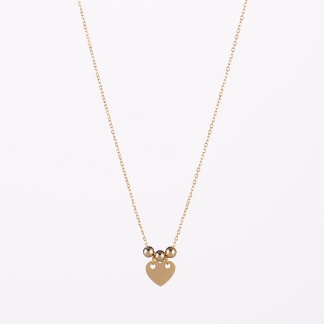 14K gold plated heart and ball pendant necklace