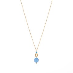 Tiny Star charm with Aqua ball drop necklace