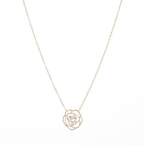 Geometric rose flower pendant choker necklace
