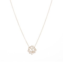 Openwork lotus pendant necklace in PVD gold plating