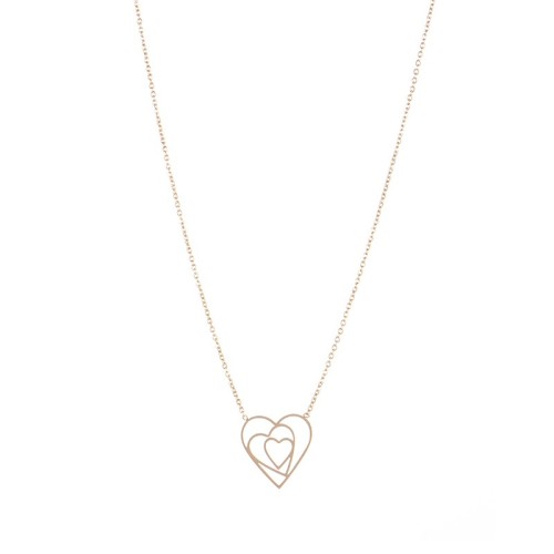 14k gold plated triple heart necklace in stainless steel