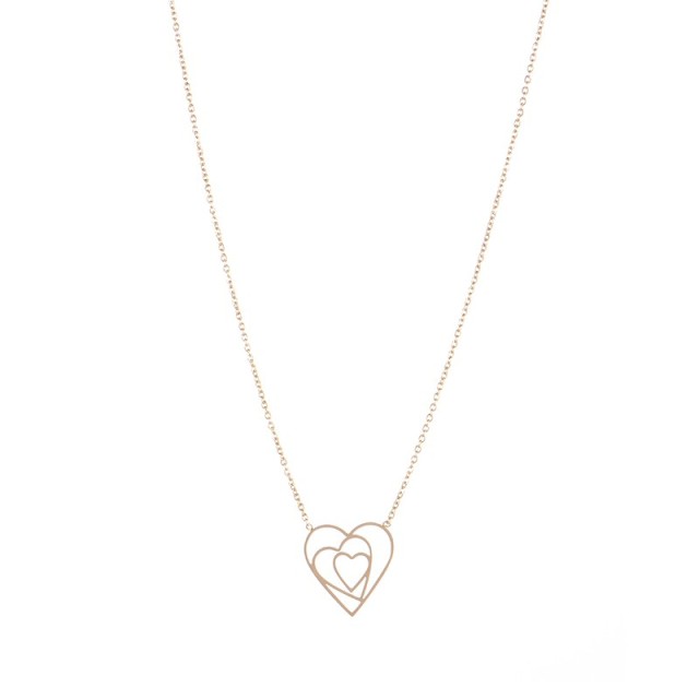 14k gold plated triple heart necklace in stainless steel