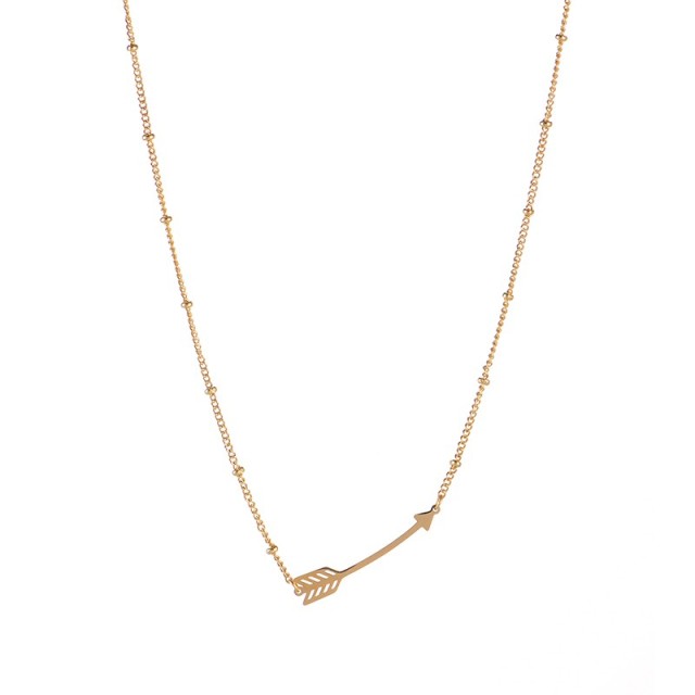 Stainless steel arrow necklace in yellow gold plating