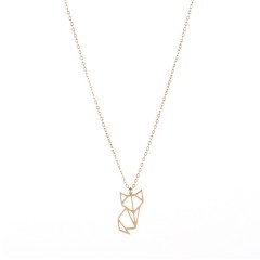 Origami fox necklace geometric animal pendant jewelry