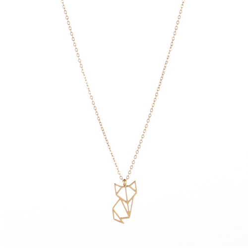 Origami fox necklace geometric animal pendant jewelry
