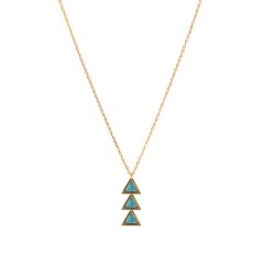 Horizontal Tri triangles inlayed with turquoise necklace