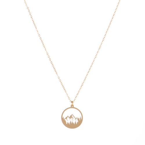 Wander symbol mountain view disc pendant necklace