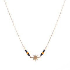 Sunburst pendant with glass bead bar each side necklace