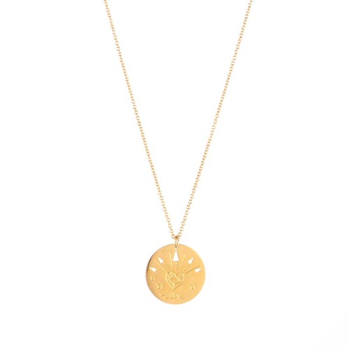 Symbol of love amulet medallion necklace in gold plating