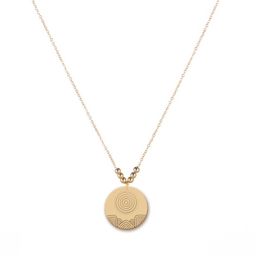 Wander travel vacation medallion with ball bead necklace