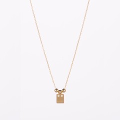 14k gold plated tiny tag and ball pendant necklace