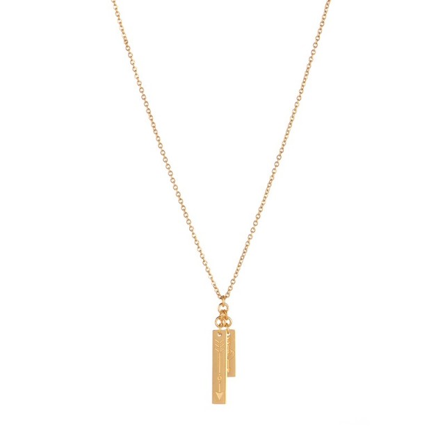 Long and short bar with aztec arrow pattern necklace